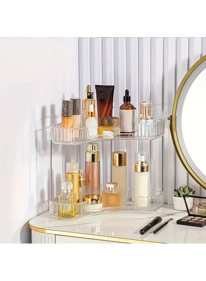 Transparent 2 Layers Corner Storage Rack Acrylic Makeup Organizer For Bathroom Desktop - Image 2